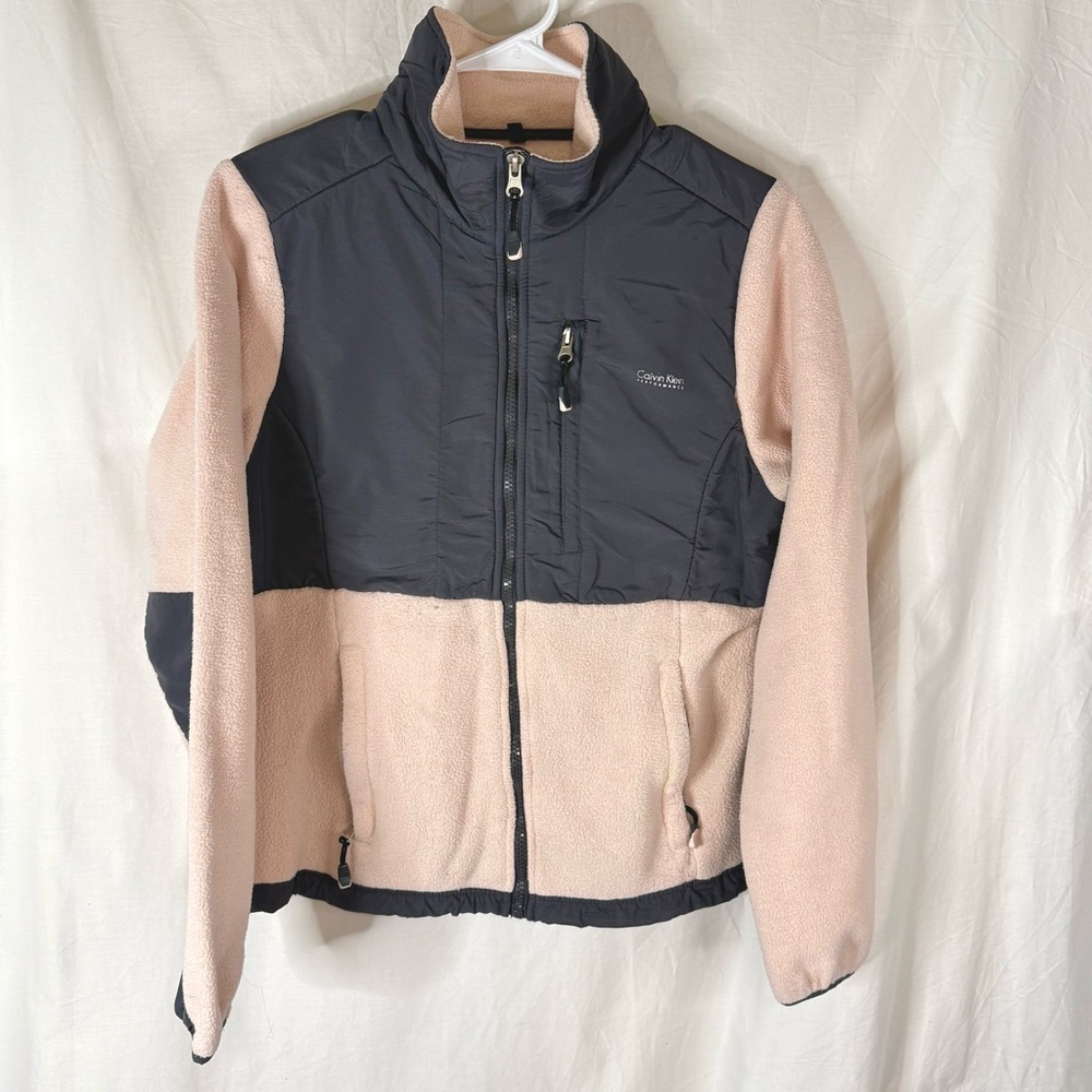 Calvin Klein Performance Woman’s Blush Pink and Black Fleece Jacket — Size Small